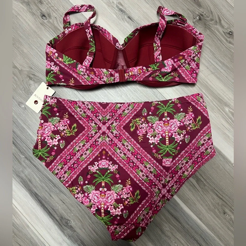 Floral Burgundy Women's Bikini Set